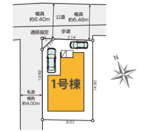 葛飾区水元５丁目の新築戸建の区画図