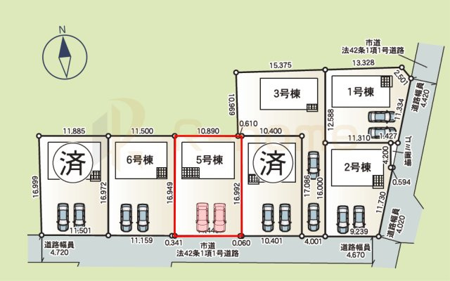 かすみがうら市下稲吉第15　新築戸建て　5号棟の区画図|大きなお買い物だからこそ、メリット・デメリットを伝えさせて頂きます。
R-homeにお任せください♪