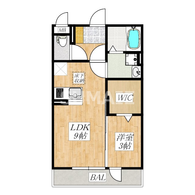 プルミエの間取り|人気の1LDKです。