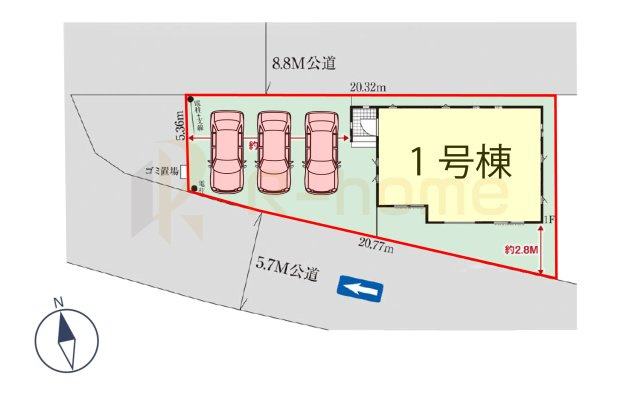 取手市白山8期　新築戸建て　1号棟の区画図|大きなお買い物だからこそ、メリット・デメリットを伝えさせて頂きます。
R-homeにお任せください♪