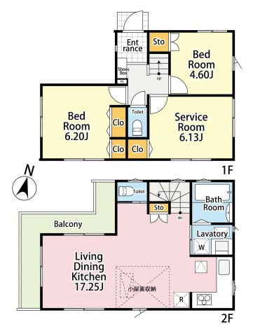 杉並区上井草2丁目　公園隣接×好ロケーション　限定3区画の参考プラン|1号地【建築条件付き】3LDK+小屋裏収納　敷地面積 75.95ｍ2　建物面積 74.94ｍ2　建物価格 1,270万円