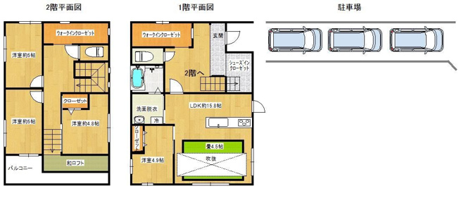 【間取り】 | 太宰府市観世音寺2丁目　戸建て | 2階には畳が敷かれたエアコン付きロフトあり！お子さんの秘密基地に♪