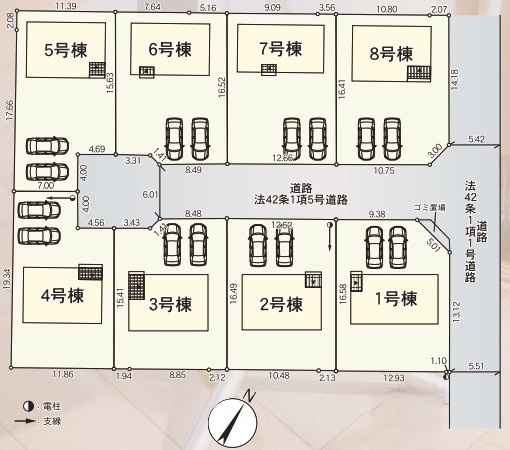 常陸大宮市姥賀町　第3　新築戸建て　8号棟の区画図|区画図です♪