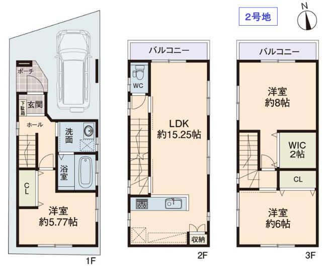 【間取り】 | 東大阪市中小阪1丁目　【2号地/全2区画】 | 【2号地/全2区画】太陽光パネル搭載☆外出先からスマホで玄関の施錠/開錠、スマホの画面で訪問者と応答、床暖房、食洗機＆浄水器、カワック、ツナガルde給湯器☆
