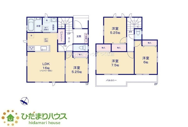 【間取り】 | ひたちなか市足崎1474番　新築戸建　B号棟 | 主婦に嬉しいパントリー完備！