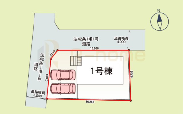 土浦市都和第3　新築戸建て　1号棟の区画図|大きなお買い物だからこそ、メリット・デメリットを伝えさせて頂きます。
R-homeにお任せください♪