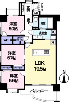 【間取り】 | ミオカステーロ府中紅葉丘 | ペットと暮らせるお部屋です(細則有)。角部屋で通風良好です。