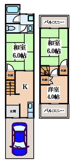 【間取り】 | 荒川２丁目貸家