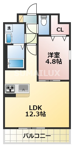 熊本市東区神水本町の賃貸マンションの間取り