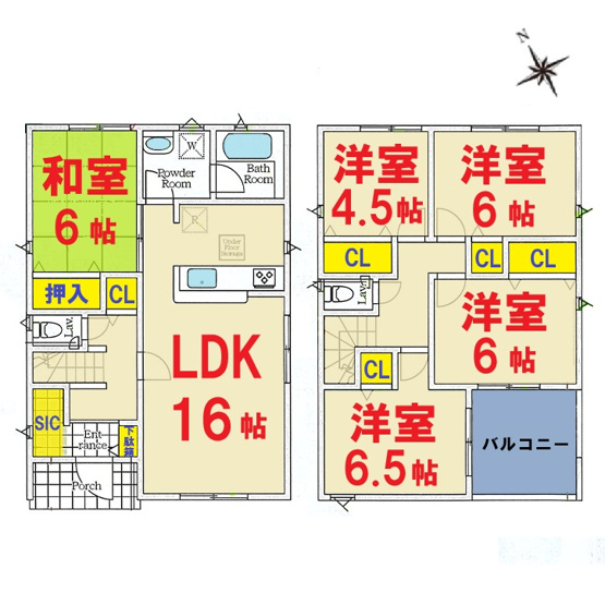 【間取り】 | 長塚町５丁目１号棟 | 即日のご見学も可能です。お気軽に0476-37-3888までお問合せ下さい。