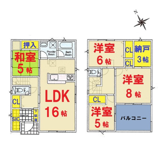【間取り】 | 長塚町５丁目２号棟 | 即日のご見学も可能です。お気軽に0476-37-3888までお問合せ下さい。