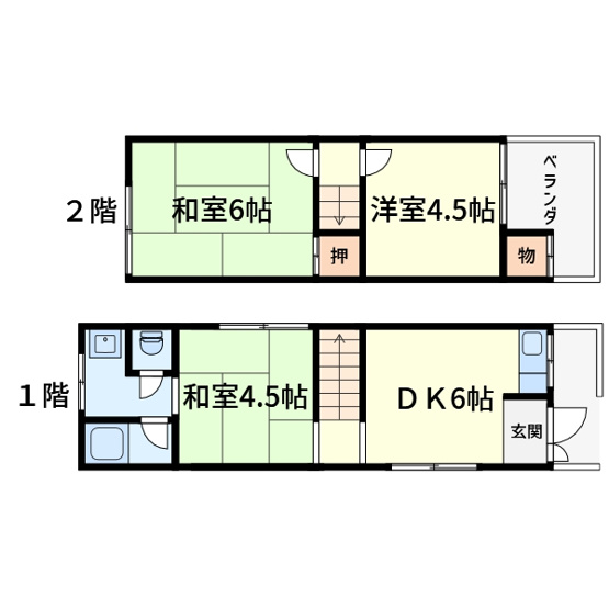 【間取り】 | 東天川２丁目貸家
