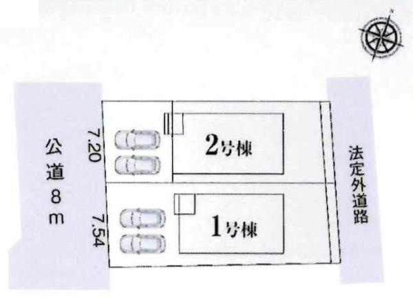 豊田第53野見山町　全2棟・2号棟の区画図