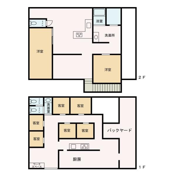 和歌山市坊主丁　店舗兼住宅の間取り
