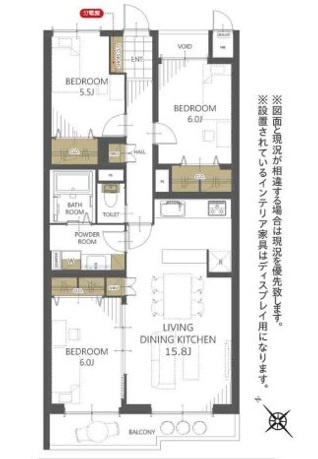【間取り】 | ヴェラハイツ小黒 | 使い勝手の良い3LDK♪生活に合わせて使うお部屋を選べます♪