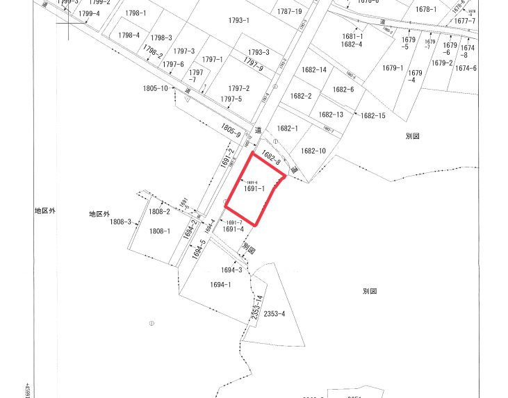 朝倉郡筑前町野町　売り土地の土地図