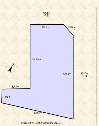 清瀬市中清戸5　売地の土地図|※実測図ではありません