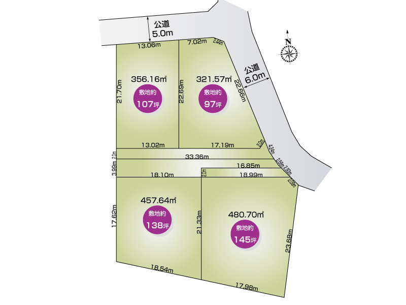 【邑楽郡明和町須賀1期4区画　1号地　区画図】