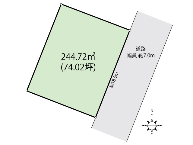 【土地図】 | 【建築条件なし・解体更地渡し】大仙市大曲緑町 大曲の花火会場まで500m・区画の整った住宅用地74.02坪