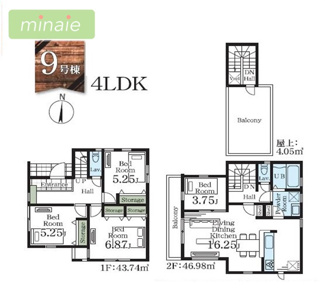 【間取り】 | 本日内見できます　小・中学校6分　屋上　9号棟　市川市真間5　