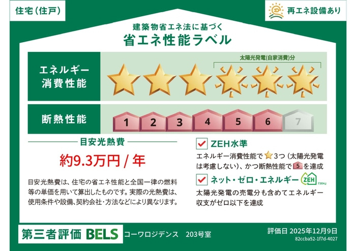 コーワロジデンスの省エネ性能ラベル