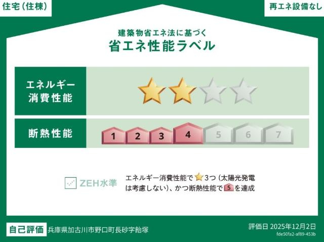 野口町長砂新築アパートの省エネ性能ラベル|省エネ性能ラベル