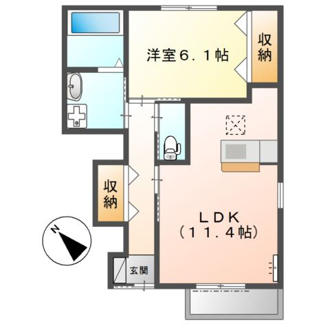加古川市野口町野口のアパートの間取り