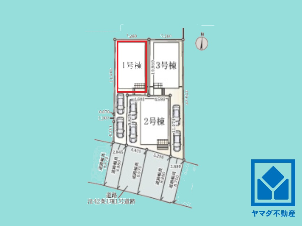 宇治市五ケ庄　第1　1号棟の区画図
