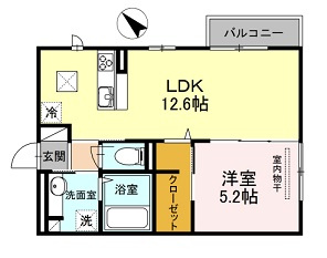 広島市安佐北区三入２丁目のアパートの間取り