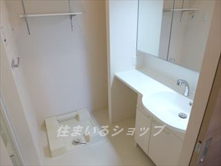 広島市安佐北区三入２丁目のアパートの洗面所|三面鏡付き大型シャンプードレッサー