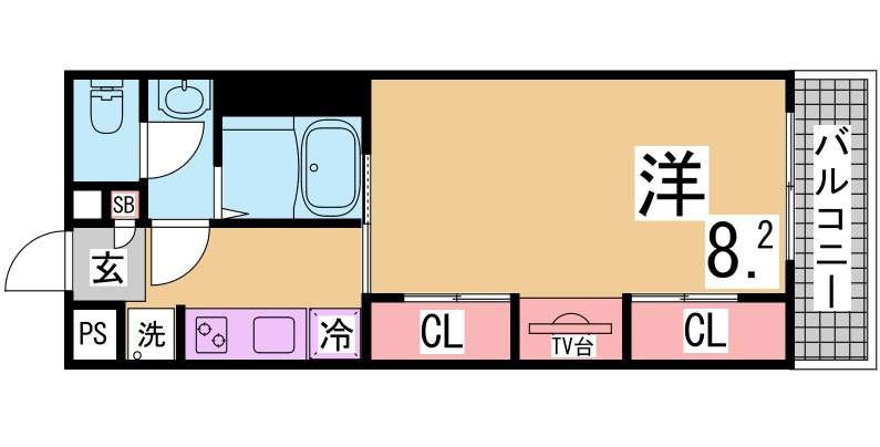 神戸市兵庫区矢部町の賃貸マンションの間取り