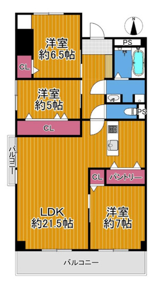 【間取り】 | ハイマート弥刀 | 南西角住戸！専有面積93平米超え！ゆったり3LDK♪LDK約21.5帖！室内水廻り設備新調を含む全面リフォーム済み☆食洗機・バス追炊機能・浴室乾燥機完備☆南向きのバルコニーです☆