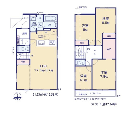 筑紫野市光が丘５丁目第1-2棟（2号棟）　の間取り