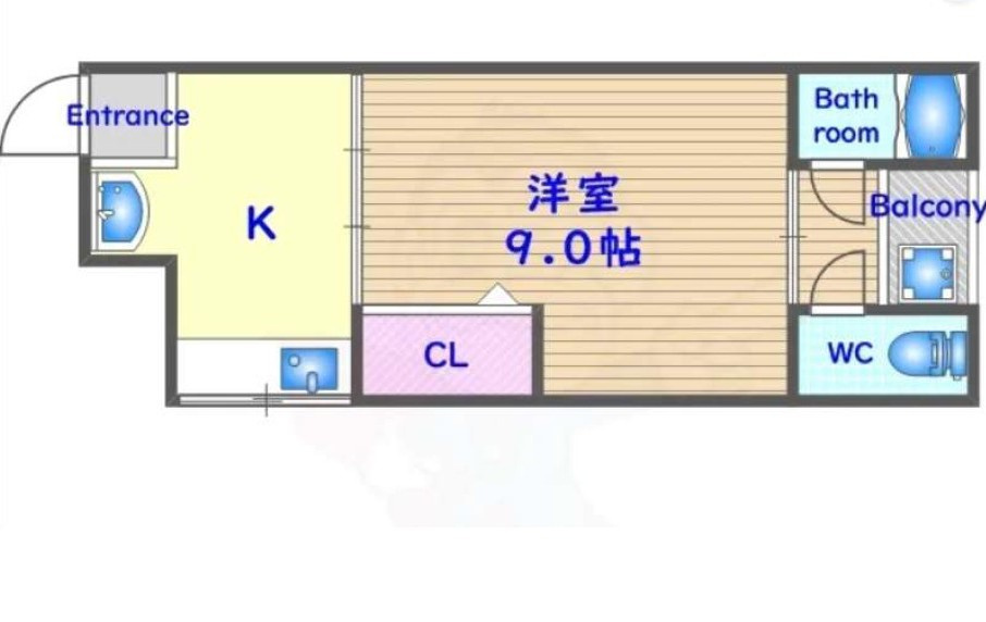 【価格改定】丘の上のラ・シエルの間取り|1Kタイプのお部屋が1室ございます◎（105号室）