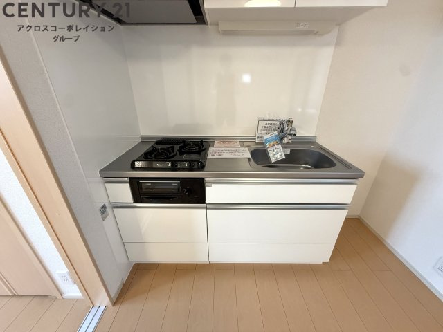 2口ガスコンロ付きのキッチン