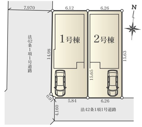 【区画図】 | 茅ヶ崎市浜之郷　新築戸建て　全2棟