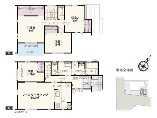 【間取り】 | リビングに隣接した洋室は、ランドリールームとしても活用できるように室内物干金物を設置しました。外に干したくないお洗濯物や、花粉の時期などに便利♪