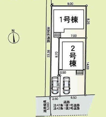中央線 三鷹駅 バス20分 停歩4分 新築戸建 調布市深大寺北町3丁目の区画図