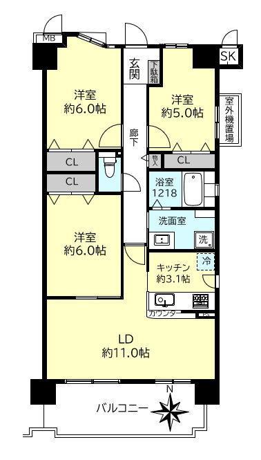 グレーシィ須磨アルテピアⅢ番街１期棟の間取り
