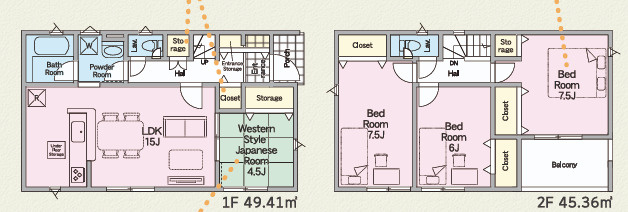 高萩市高萩　第３の間取り|１号棟間取り図です。