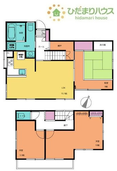【間取り】 | つくば市自由ケ丘　中古戸建 | 15帖の広～いリビングは、ゆったりとした家族だんらんの時間を過ごせます！