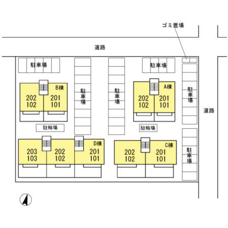 ラ・フィーネ曙　Ａ棟の区画図