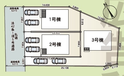 宜野湾市上原　第2（全3棟）ラスト2号棟の区画図|2号棟　