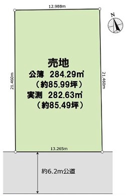 川越市中原町1丁目　建築条件なし売地　西武新宿線『本川越駅』徒歩4分　【中央小学区】の土地図