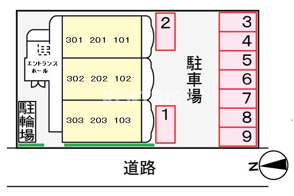 シャルマン大西の区画図|駐車場