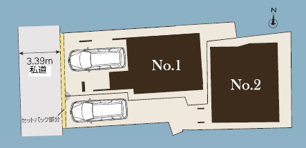 板橋区徳丸6丁目　安心の住環境　車庫付き戸建　全2棟の区画図