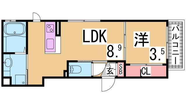 神戸市兵庫区中道通８丁目のアパートの間取り