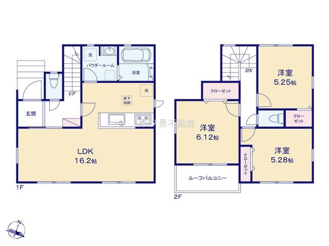 《仲介手数料無料》上尾市大字瓦葺1476-5新築一戸建てリナージュの間取り
