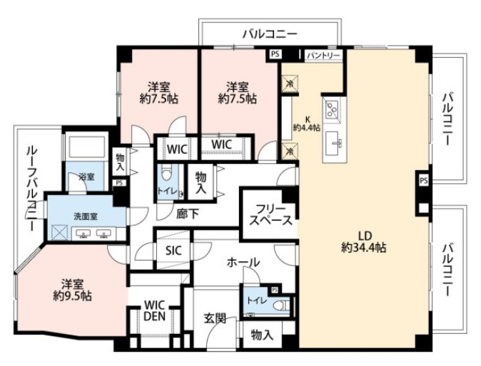 芦屋親王塚パークマンションの間取り