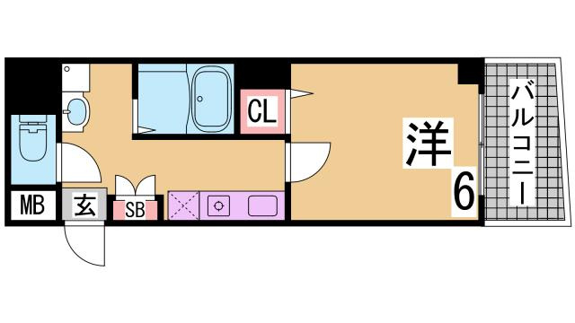 神戸市兵庫区湊町１丁目の賃貸マンションの間取り